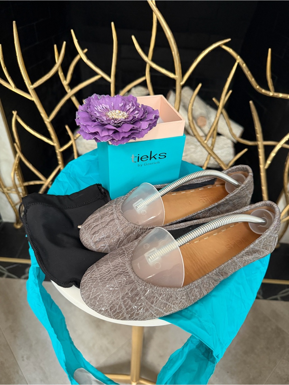 Tieks by Gavrieli Slate Grey Croc Ballet Flats – Size 7